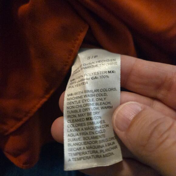 White House Black Market Rust Orange Keyhole Blouse S - Picture 4 of 7